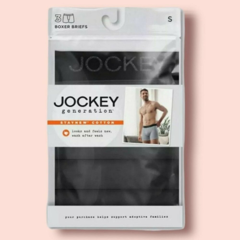 Jockey Generation Men's Stay New Boxer Briefs in Black, 3-Pack - S